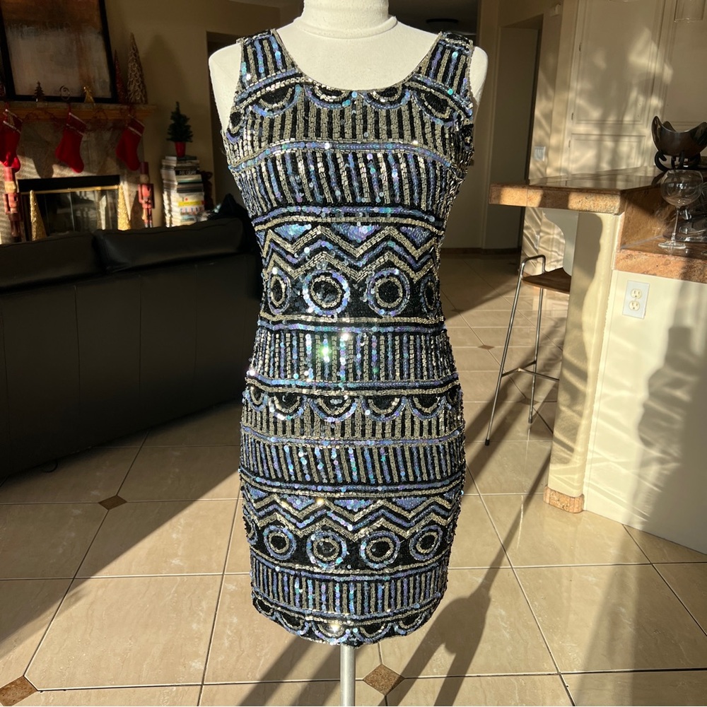 VINTAGE SEQUENCED DRESS BY JOAN LESLIE EVENINGS SIZE 8